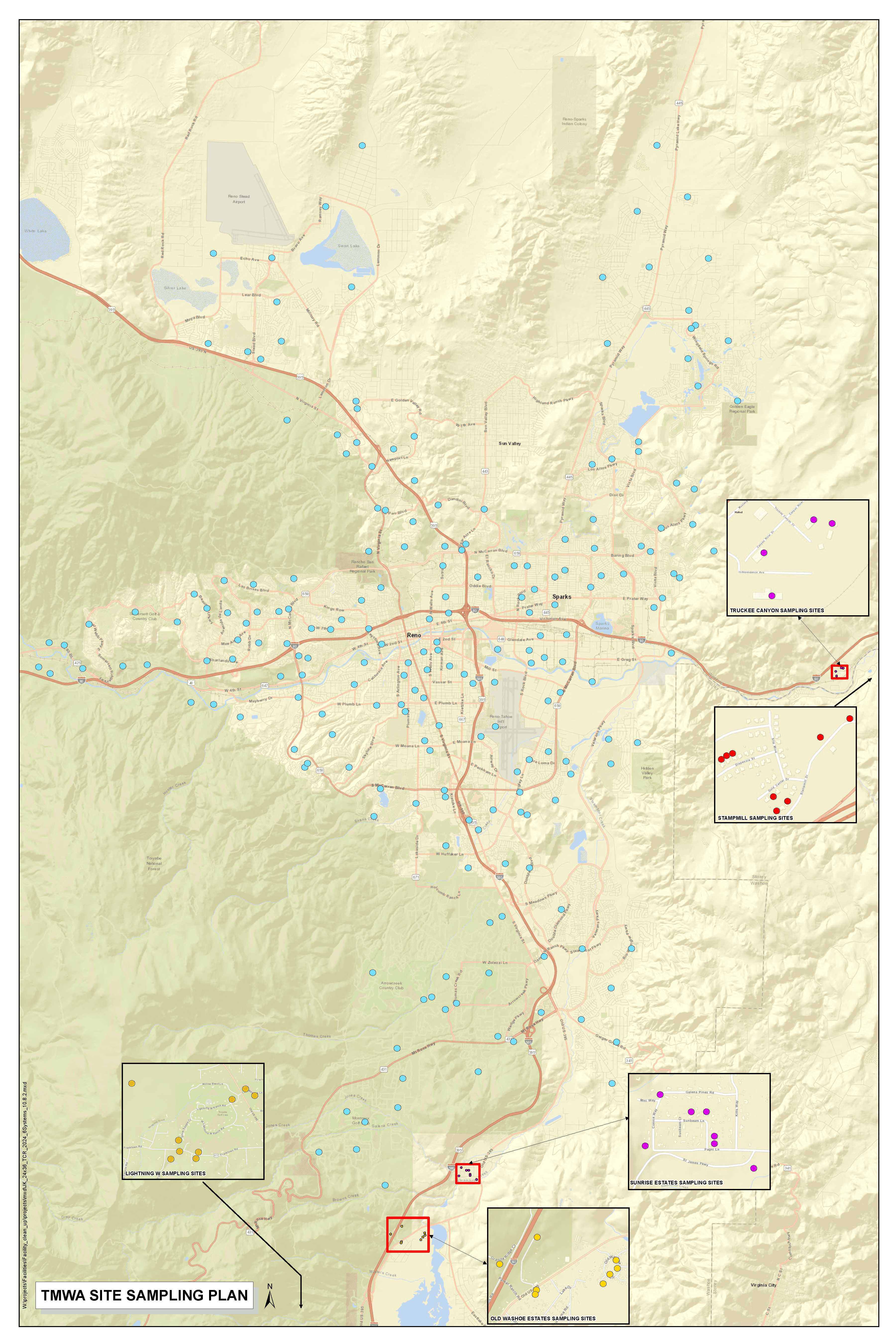 Water Quality Sampling Map for TMWA's Service Area